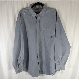 ARIAT Pro Series Shirt Men's XXL Blue White Striped Button Up Long Sleeve Cotton